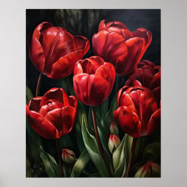 Poster d'impression de l'art des fleurs de tulipes