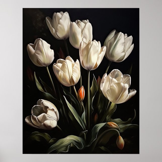 Poster d'impression de l'art des fleurs de tulipes (Devant)
