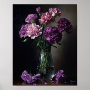Poster d'impression de l'art des fleurs d'oeillets