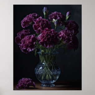 Poster d'impression de l'art des fleurs d'oeillets