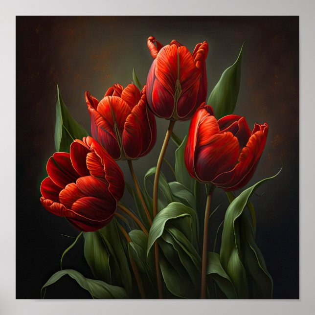 Poster d'impression de l'Art des Tulipes Rouges (Devant)
