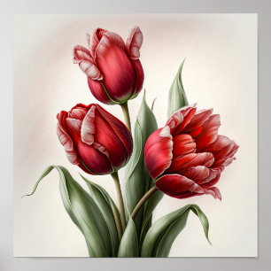 Poster d'impression de l'Art des Tulipes Rouges