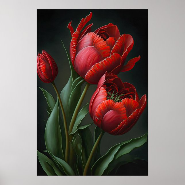 Poster d'impression de l'Art des Tulipes Rouges (Devant)