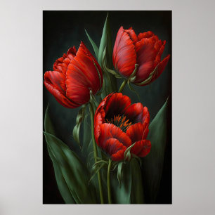 Poster d'impression de l'Art des Tulipes Rouges