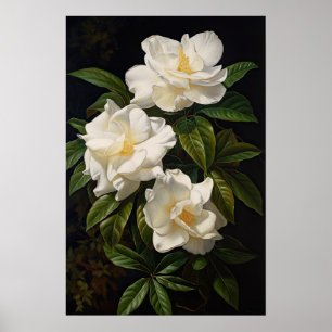 Poster d'impression de l'Art Fleuri Gardenias Blan