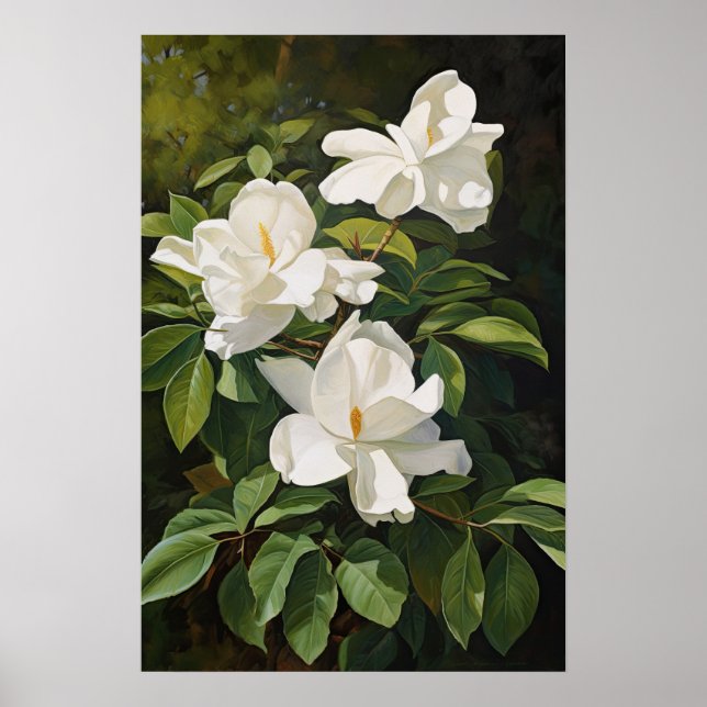 Poster d'impression de l'Art Fleuri Gardenias Blan (Devant)