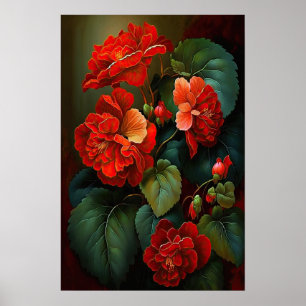 Poster d'impression de l'Art Fleuri Red Begonias