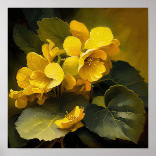 Poster d'impression de l'art floral de Begonias ja