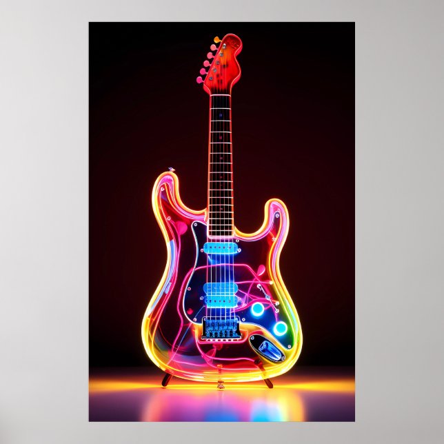 Poster d'impression de l'art guitare de Neon (Devant)