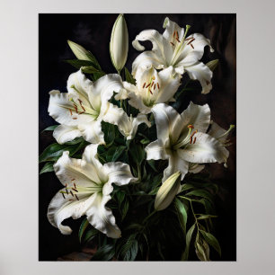 Poster d'impression de l'Art Lily Fleurs blanches