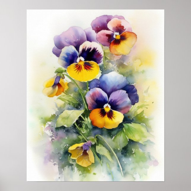 Poster d'impression de l'art Pansy Flowers (Devant)