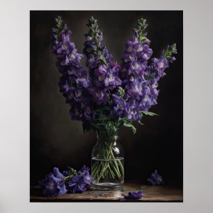 Poster d'impression de l'art violet en Delphinium
