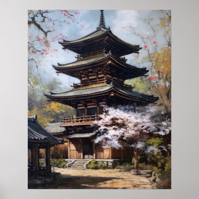 Poster d'impression de Temple Bouddhiste Japonais (Devant)