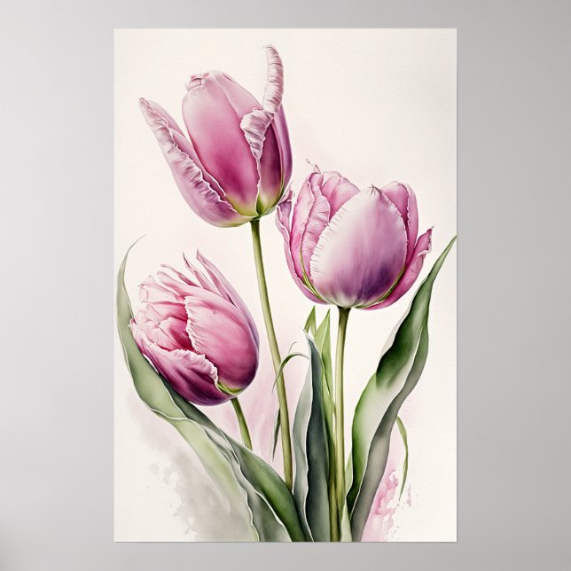 Poster d'impression de Tulipes roses (Devant)