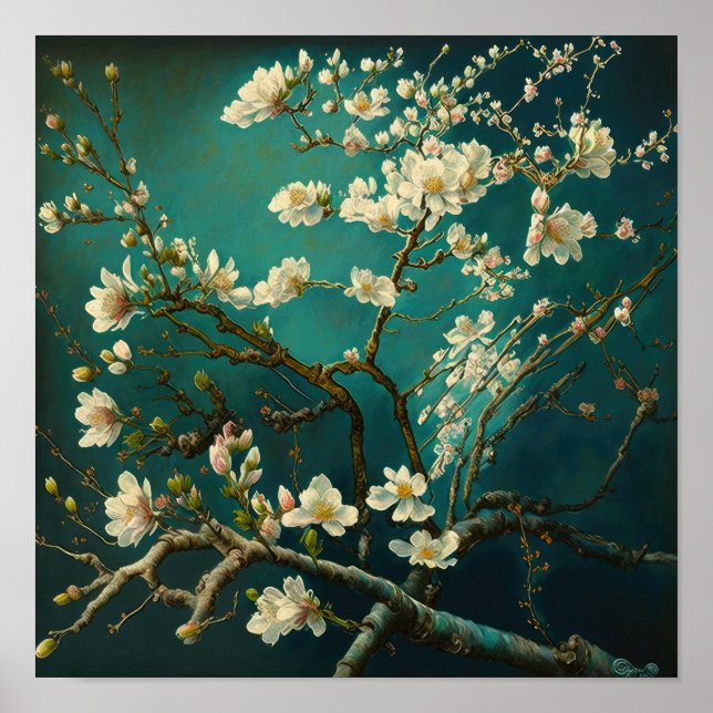 Poster d'impression des fleurs d'amande (Devant)