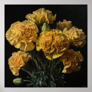 Poster d'impression d'oeillets jaunes