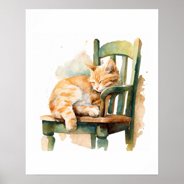 Poster d'impression d'Orange Tabby Cat Art (Devant)