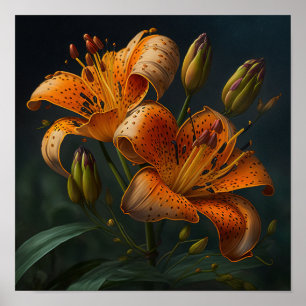 Poster d'impression d'orange Tiger Lily Art