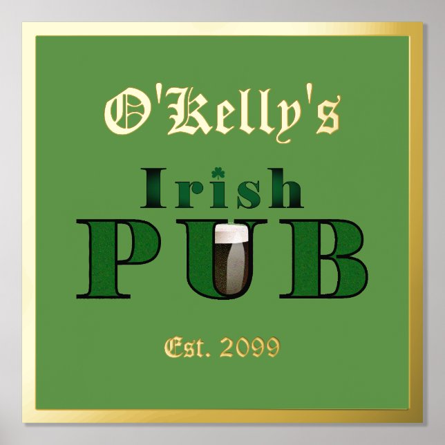 Poster d'impression du pub irlandais Accent Texte  (Recto)