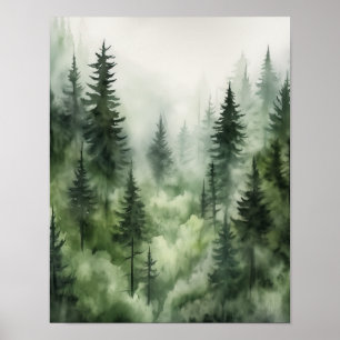 Poster d'impression Foggy Forest Landcape Art