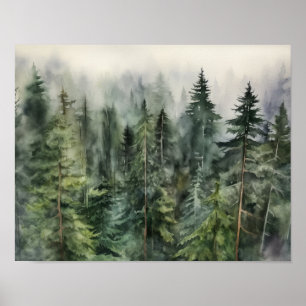 Poster d'impression Foggy Forest Landcape Art