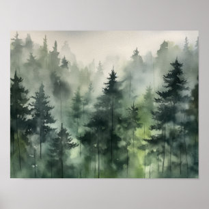 Poster d'impression Foggy Forest Landcape Art