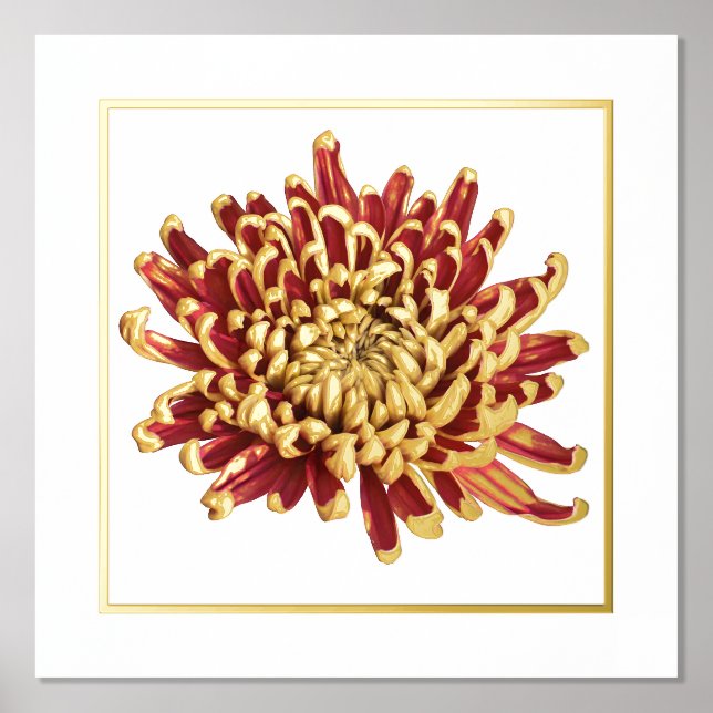 Poster d'impression Foil Accent Rouge & Gold Mum (Recto)