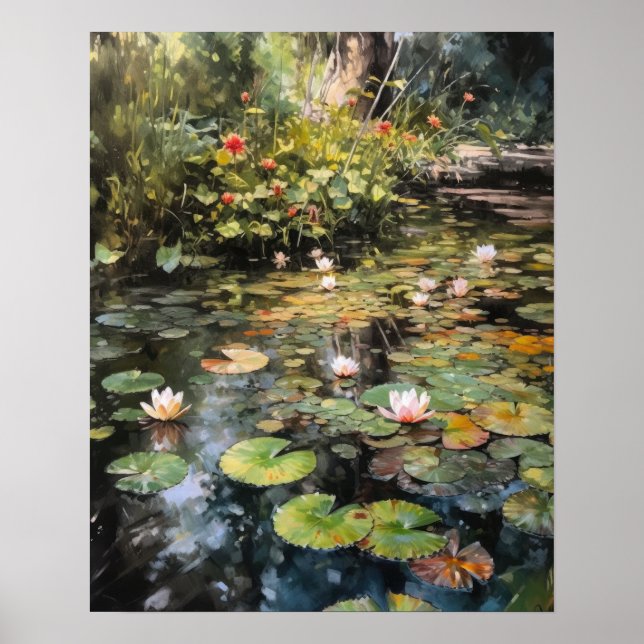 Poster d'impression japonaise Lotus Flower Pond Ar (Devant)