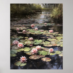 Poster d'impression japonaise Lotus Flower Pond Ar