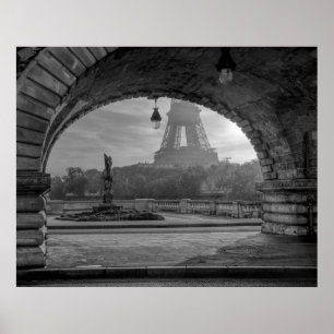 Poster d'impression noir et blanc Paris