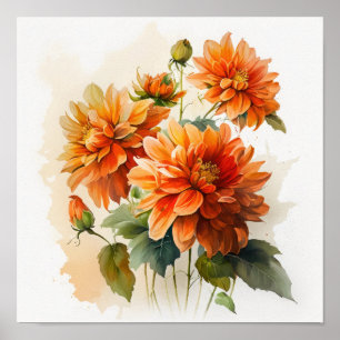 Poster d'impression Orange Dahlias