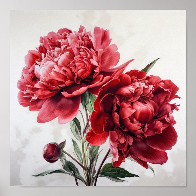 Poster d'impression Red Peonies (Devant)