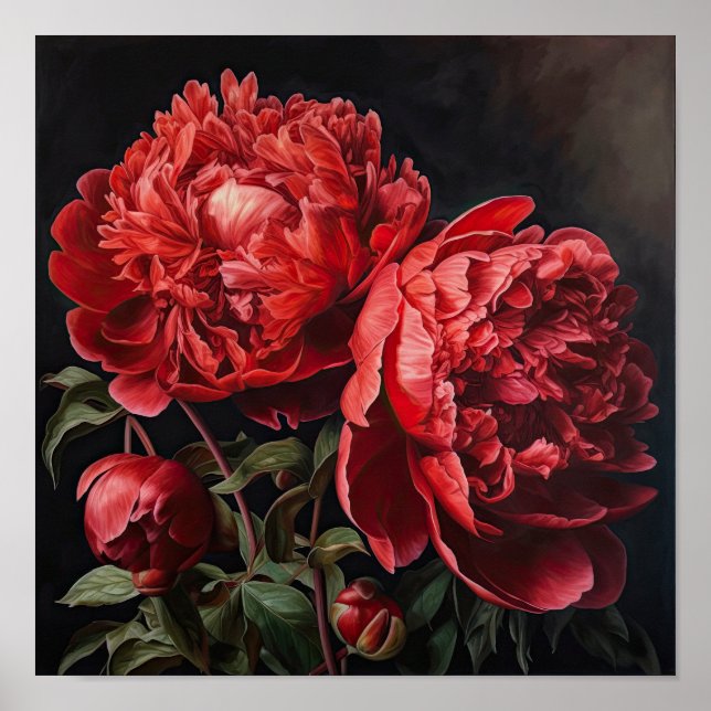 Poster d'impression Red Peonies (Devant)