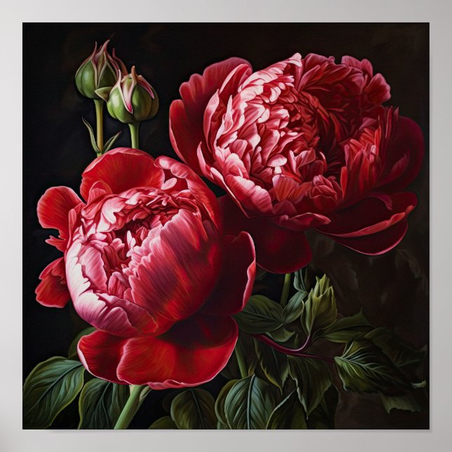 Poster d'impression Red Peonies (Devant)