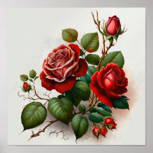 Poster d'impression Red Roses Flower Art