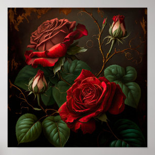 Poster d'impression Red Roses Flower Art