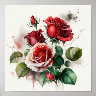 Poster d'impression Red Roses Flower Art