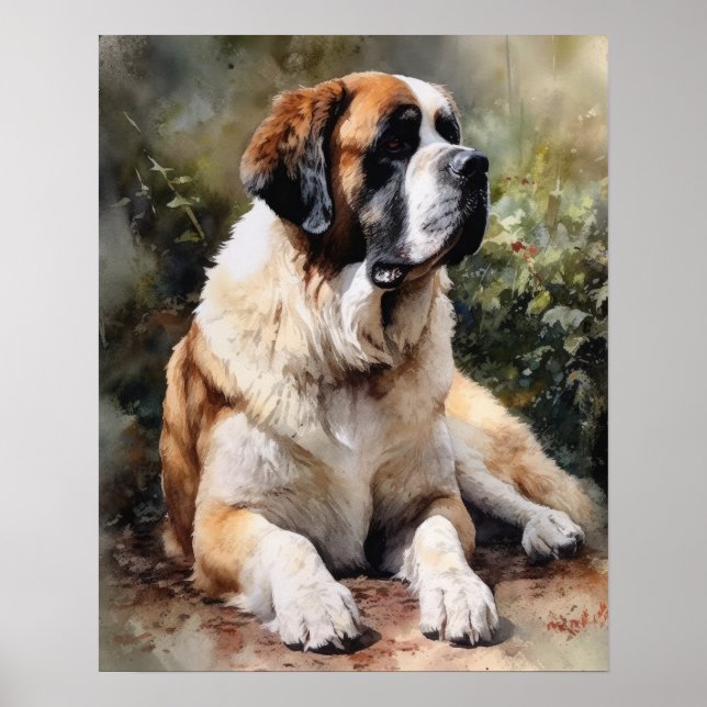 Poster d'impression St. Bernard Dog Art (Devant)