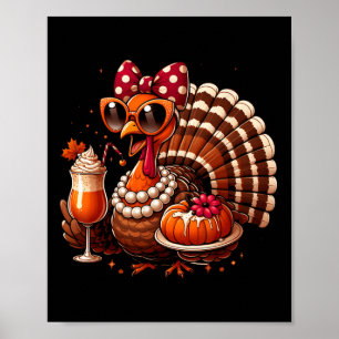 Poster Dinde buvant du café arc de Thanksgiving femmes Tu