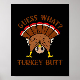 Poster Dinde de poulet drôle de Thanksgiving Devinez quoi