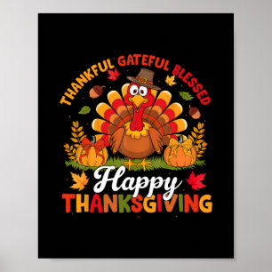 Poster Dinde de Thanksgiving joyeuse Famille tenue assort