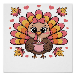 Poster dinde de thanksgiving kawaii rose T-Shirt Classiqu