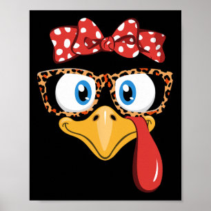 Poster Dinde de Thanksgiving Léopard Gles Cadeaux Dame Fe