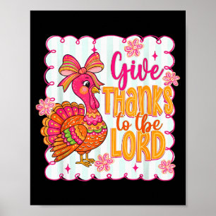 Poster Dinde de Thanksgiving rose pour remercier le Seign