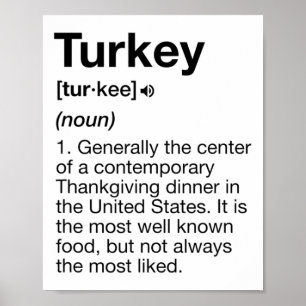Poster Dinde Définition Amusant Repas de Thanksgiving Cos