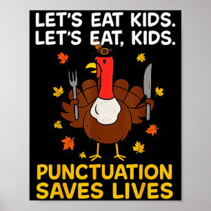 Poster Dinde drôle de grammaire de Thanksgiving pour homm