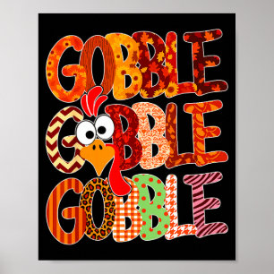 Poster Dinde drôle de Thanksgiving Gobble Gobble Femme Fi