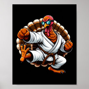 Poster Dinde drôle de Thanksgiving Karaté Judo Arts Marti