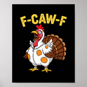 Poster Dinde drôle de Thanksgiving poulet déguisé en humo