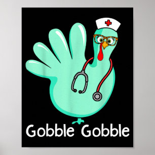 Poster Dinde drôle gant Gobble Gobble Action de grâce Inf